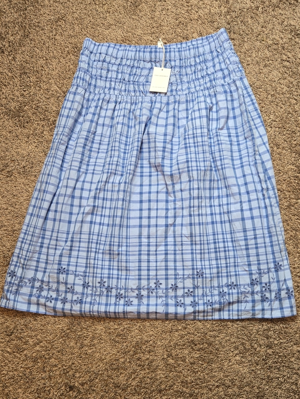 Free Assembly Polished Blue XL 16 - 18 Smocked Maxi Skirt